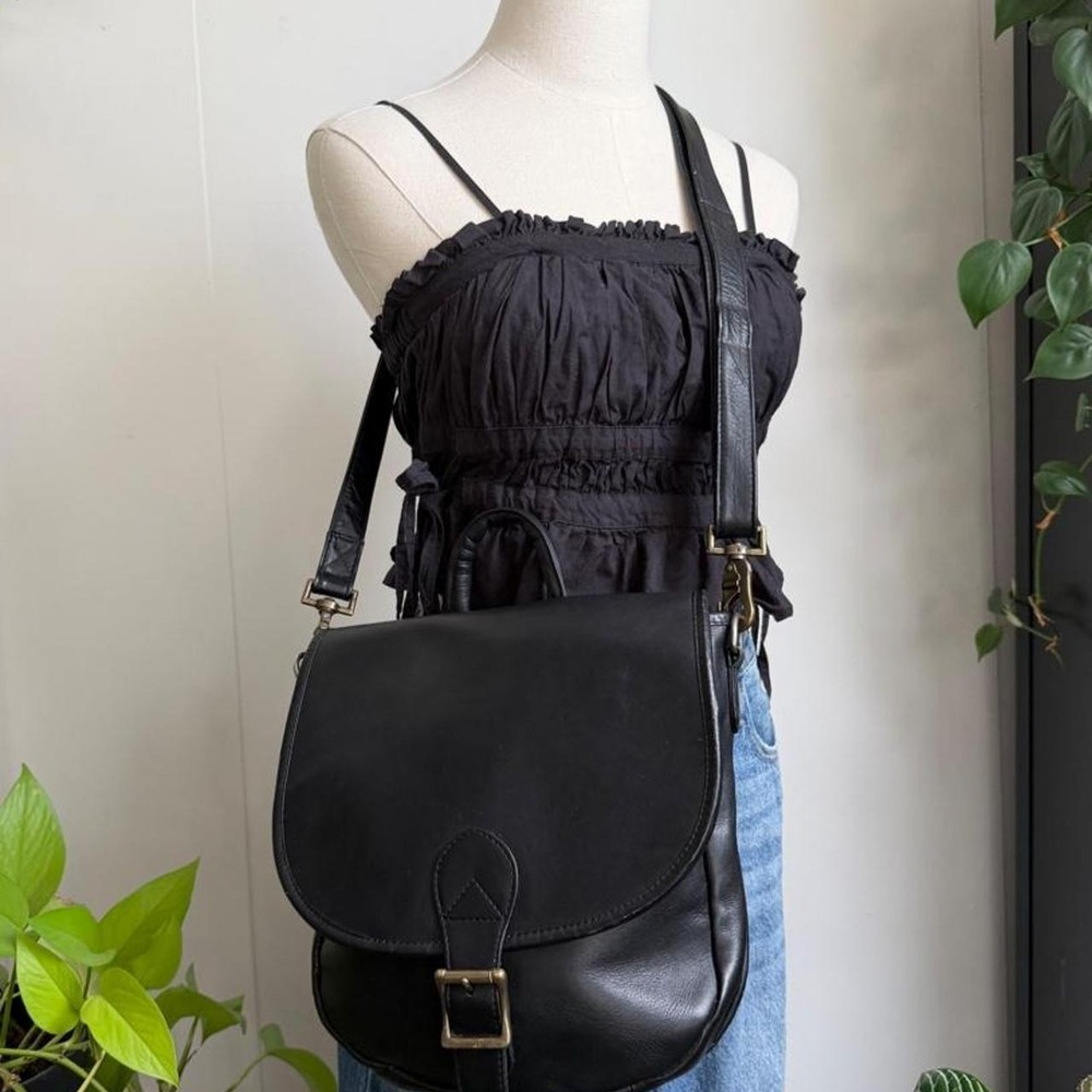 Hobo International Black Leather Convertible Satchel Backpack Gold Buckle Bag